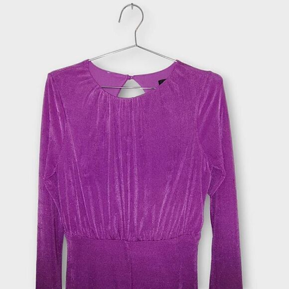 Lulus Womens Dress Sz Medium Maxi Purple Jersey Backless Long Sleeves Retro 20s‎ - Picture 10 of 16